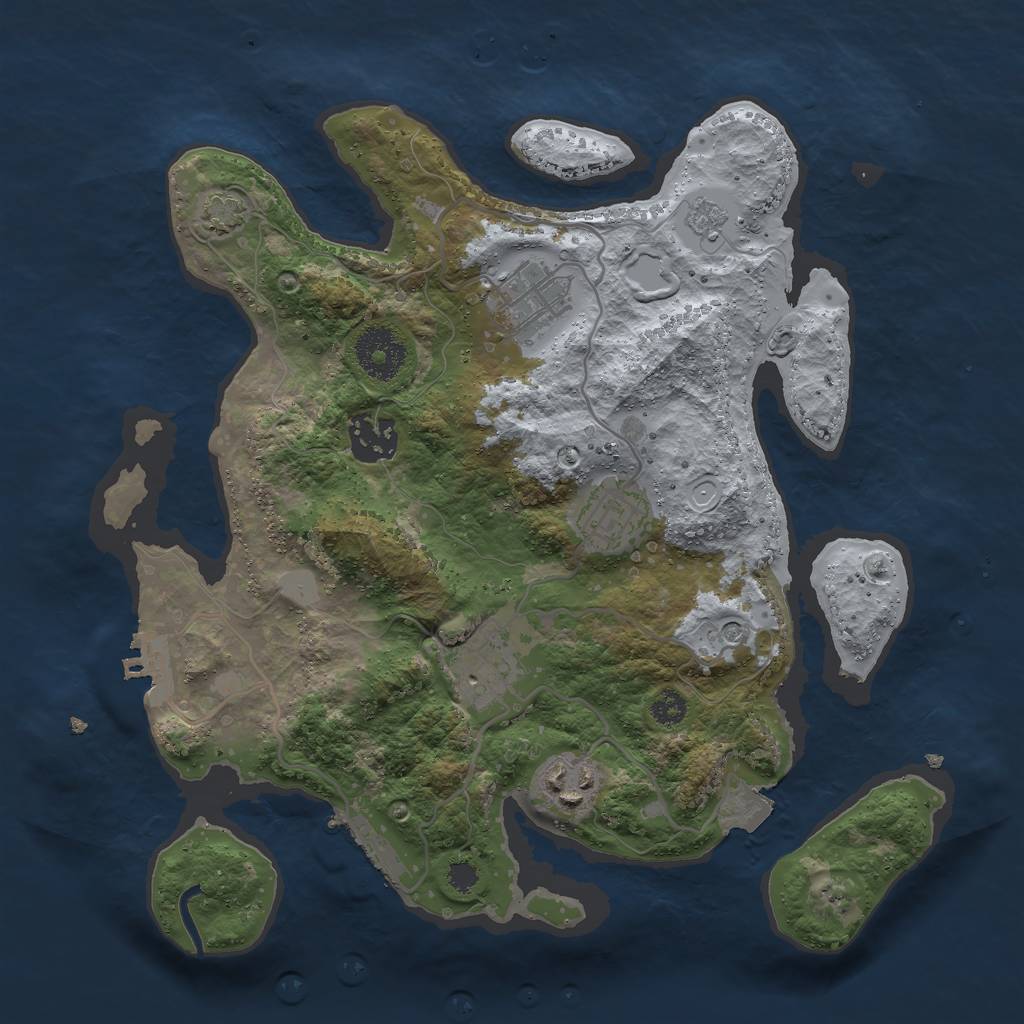 Rust Map: Procedural Map, Size: 3000, Seed: 7453, 13 Monuments