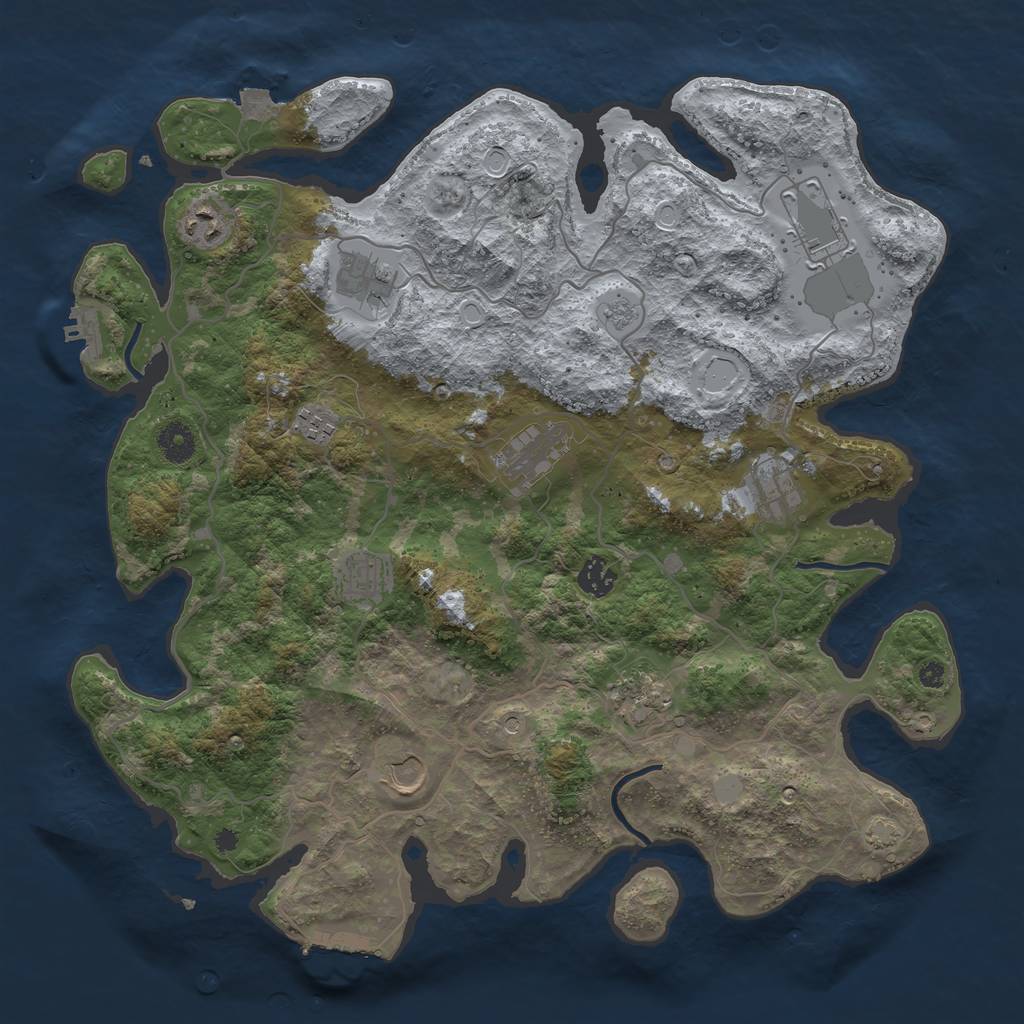 Rust Map: Procedural Map, Size: 4000, Seed: 1308669908, 18 Monuments