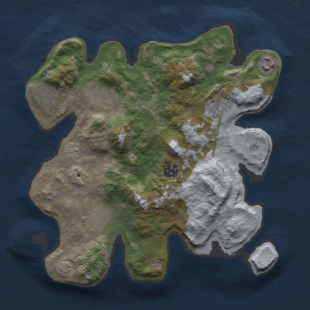 Rust Map: Barren, Size: 3000, Seed: 30623, 11 Monuments