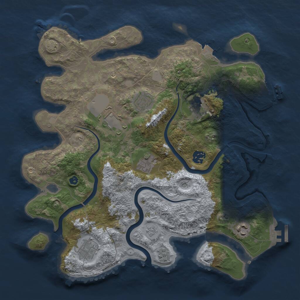 Rust Map: Procedural Map, Size: 3500, Seed: 85024380, 14 Monuments