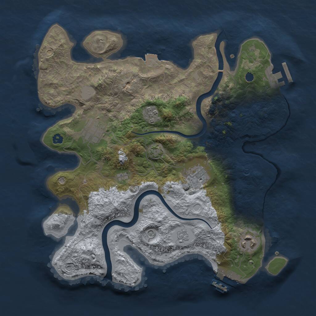 Rust Map: Procedural Map, Size: 3000, Seed: 1294300530, 10 Monuments