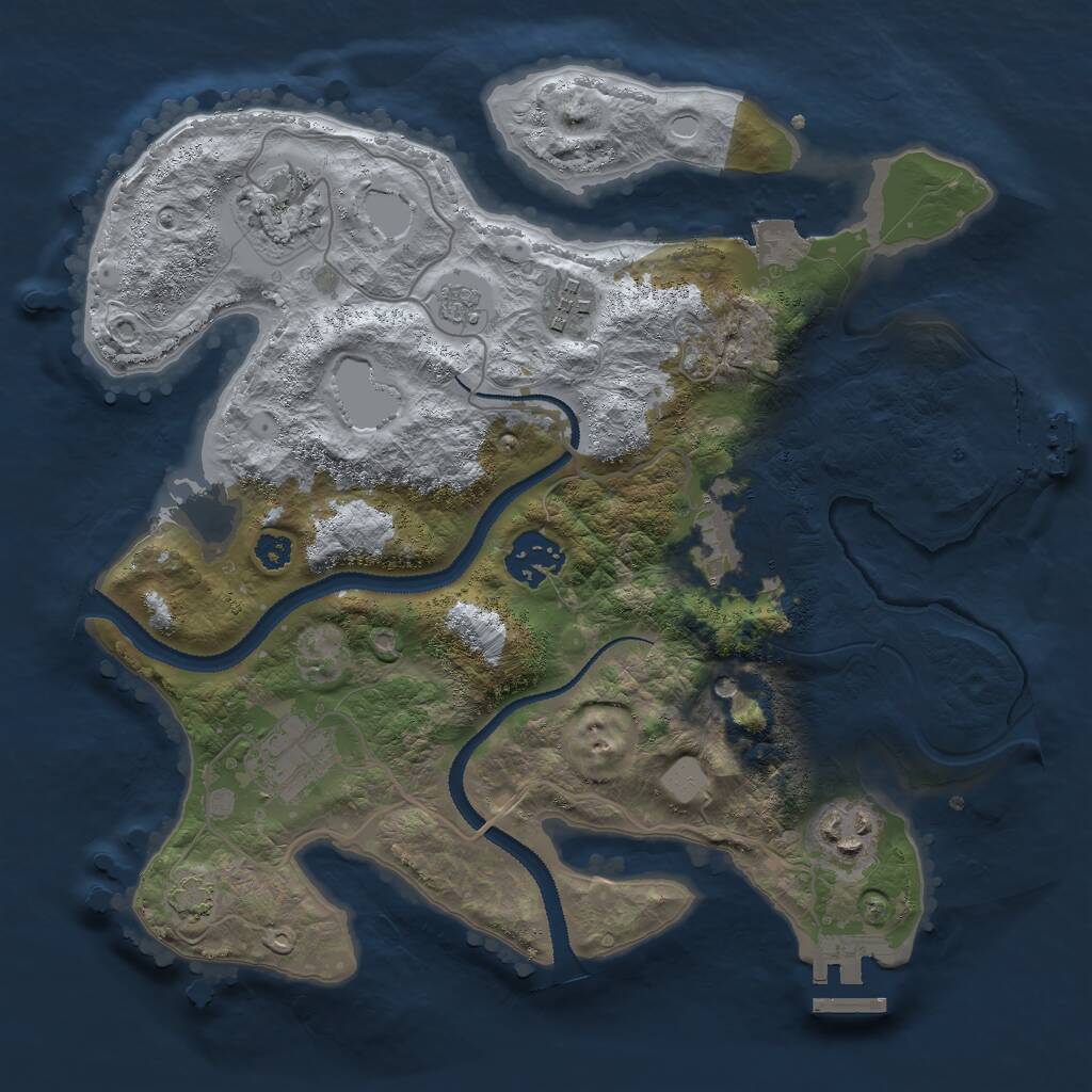 Rust Map: Procedural Map, Size: 3000, Seed: 523918845, 12 Monuments