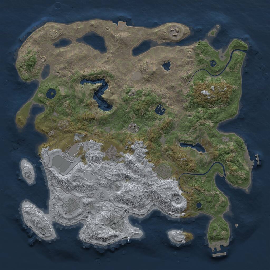 Rust Map: Procedural Map, Size: 4000, Seed: 951788226, 13 Monuments