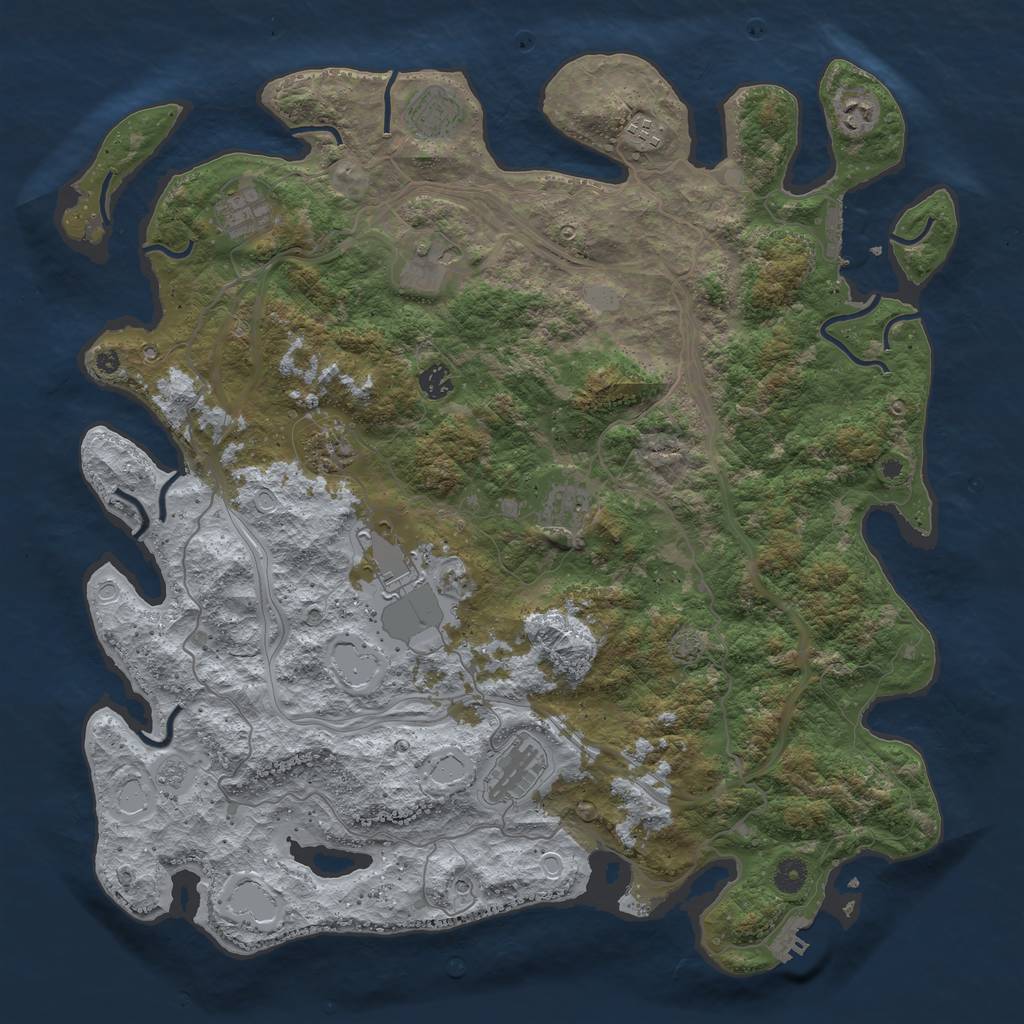 Rust Map: Procedural Map, Size: 4500, Seed: 1804491302, 18 Monuments