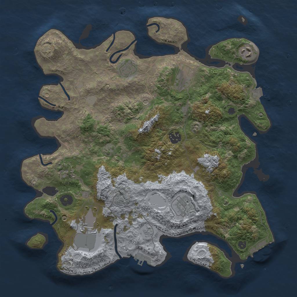 Rust Map: Procedural Map, Size: 3650, Seed: 85024380, 15 Monuments