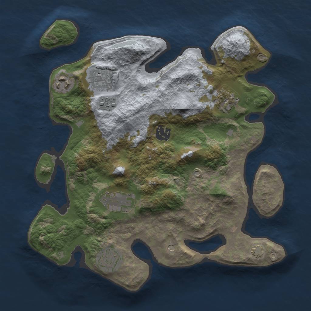 Rust Map: Barren, Size: 3000, Seed: 1150744339, 11 Monuments