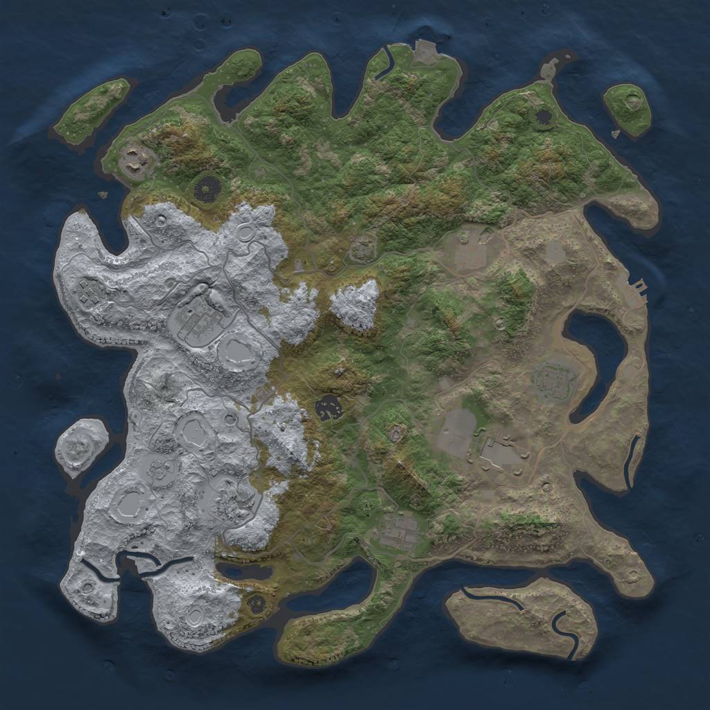 Rust Map: Procedural Map, Size: 4000, Seed: 1049398399, 16 Monuments