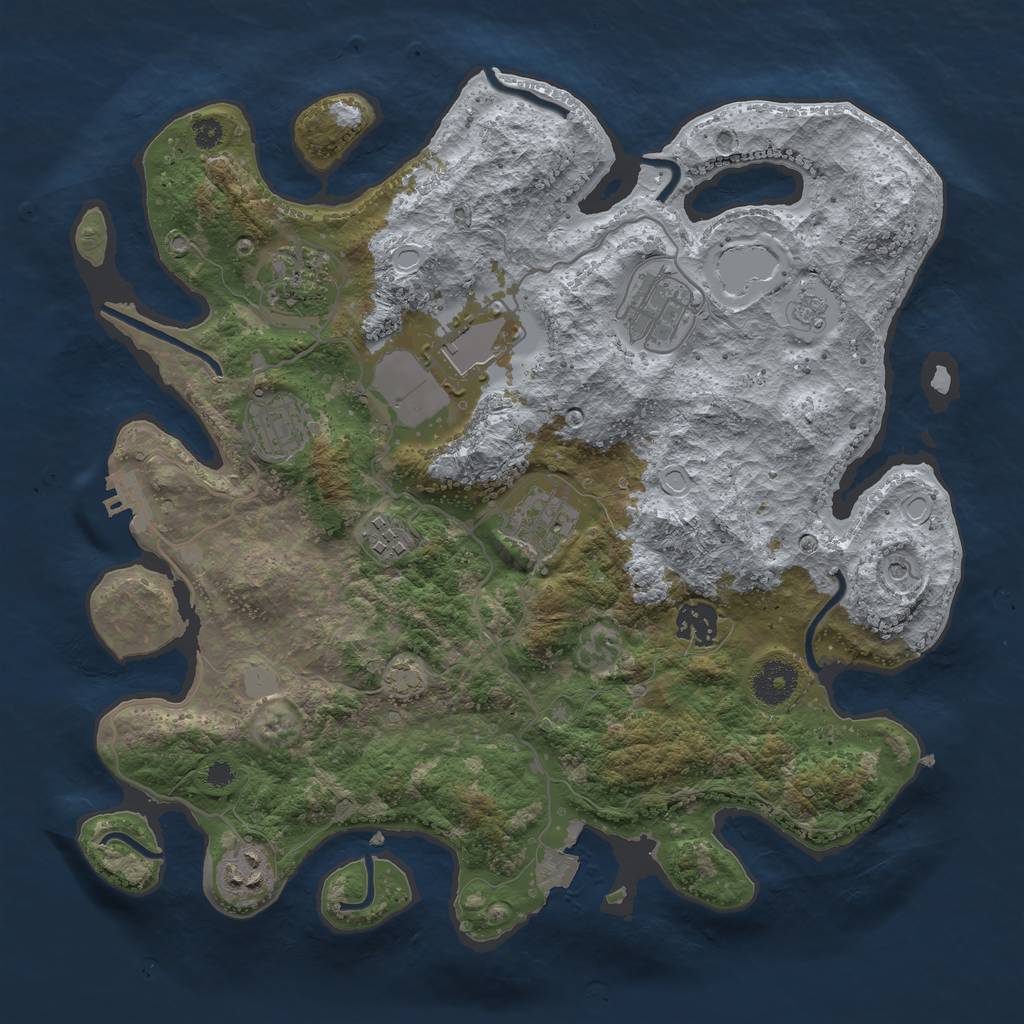 Rust Map: Procedural Map, Size: 3500, Seed: 59332, 15 Monuments