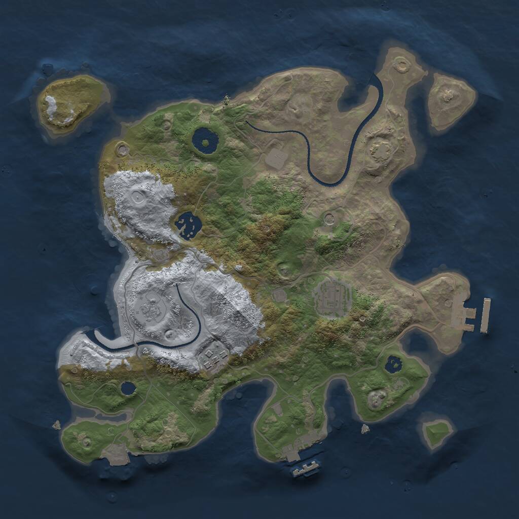 Rust Map: Procedural Map, Size: 3000, Seed: 2214, 9 Monuments