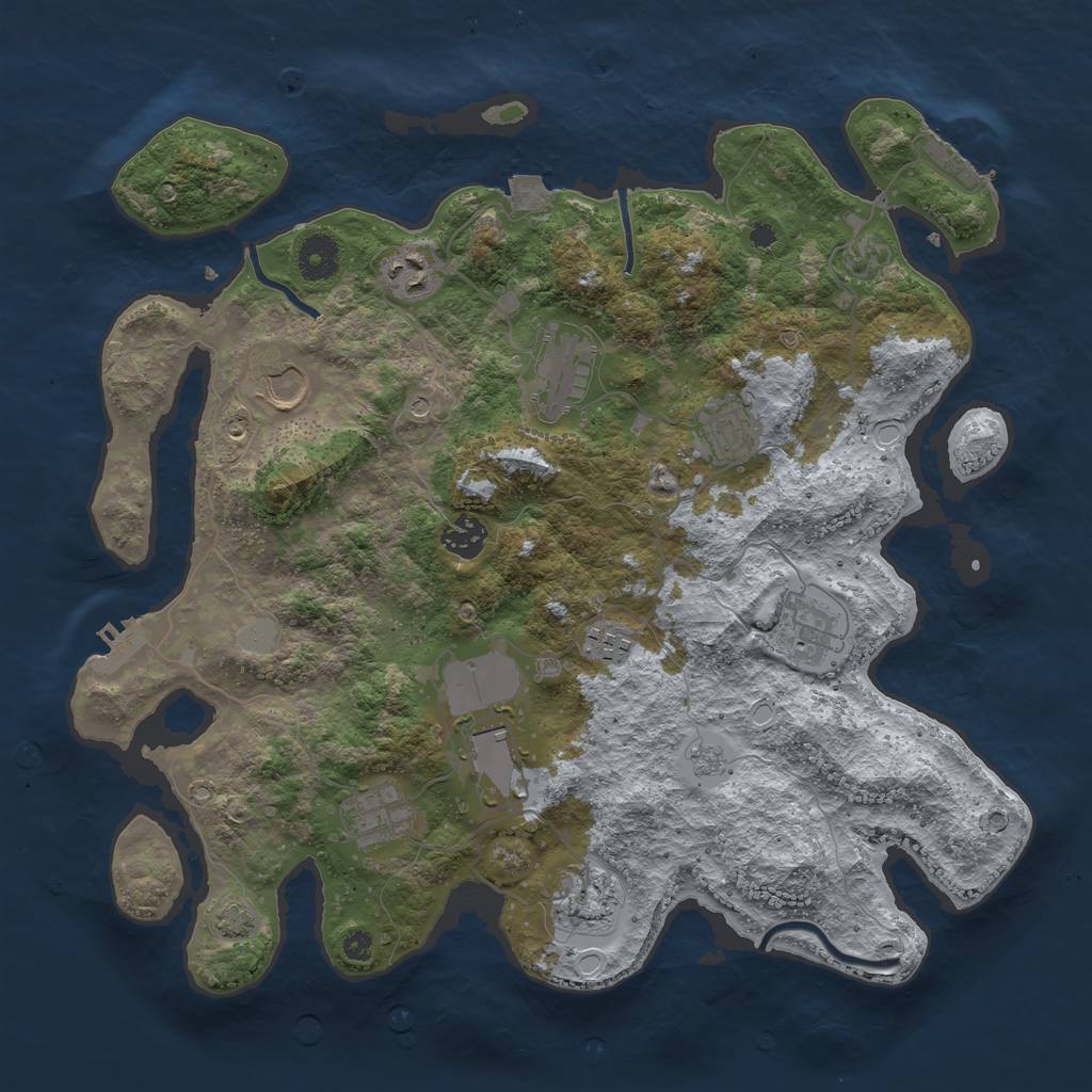 Rust Map: Procedural Map, Size: 3750, Seed: 905855870, 18 Monuments