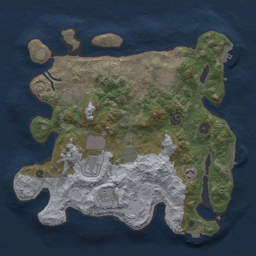 Rust Map: Procedural Map, Size: 3500, Seed: 733544515, 15 Monuments