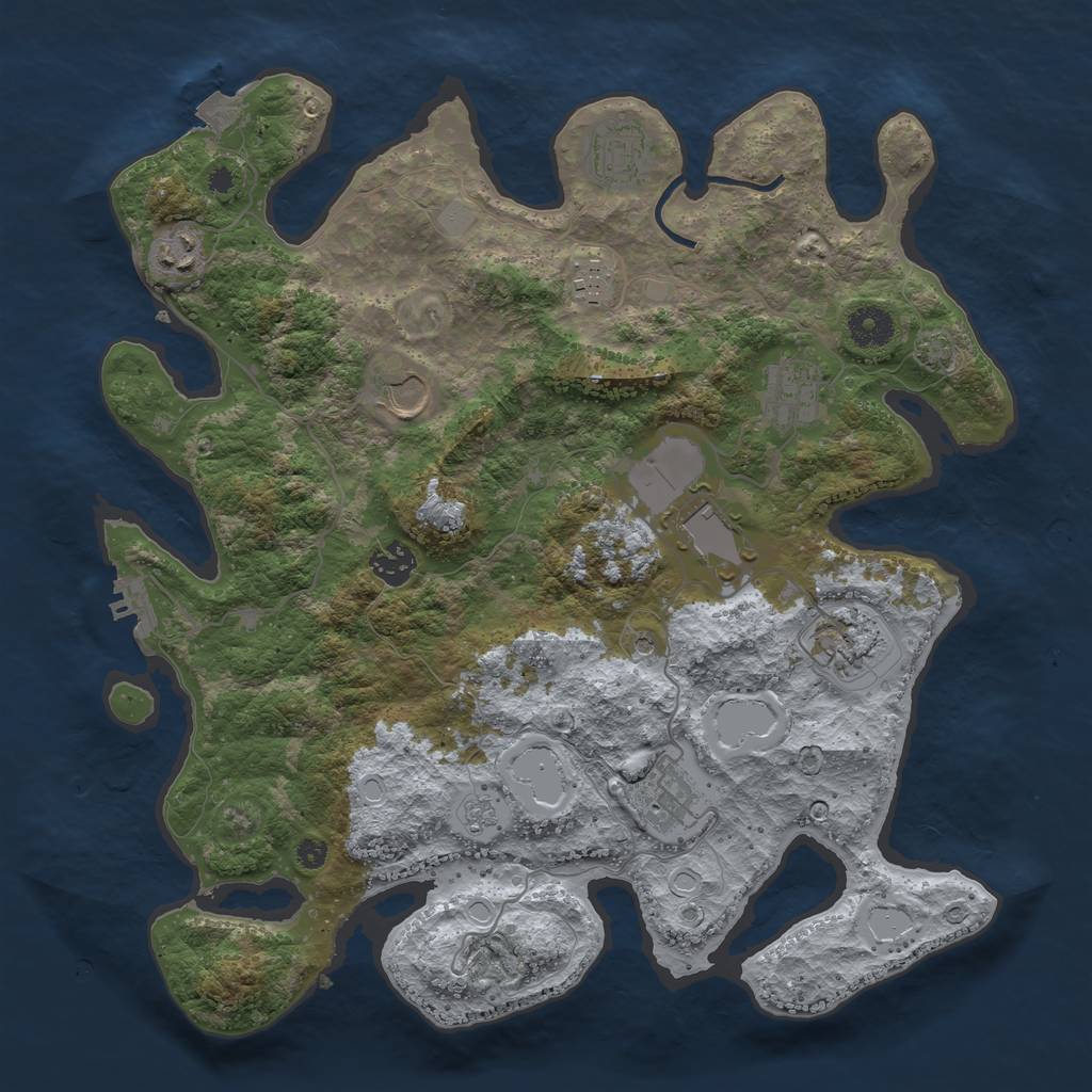 Rust Map: Procedural Map, Size: 3750, Seed: 127516, 16 Monuments