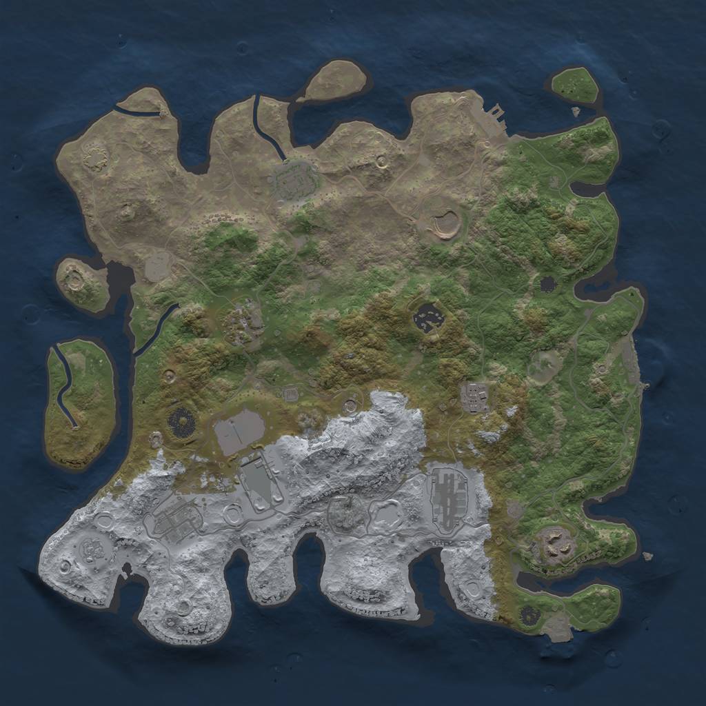 Rust Map: Procedural Map, Size: 3700, Seed: 131289055, 17 Monuments