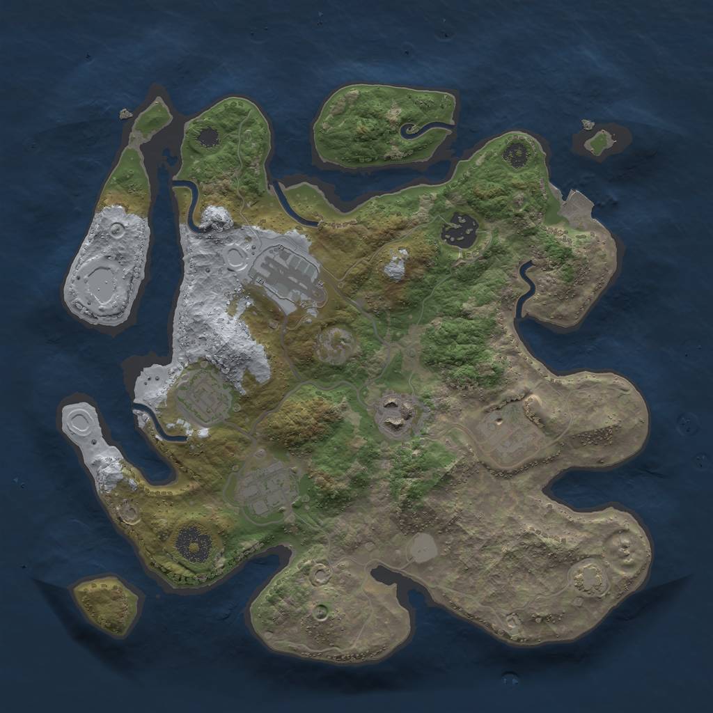 Rust Map: Procedural Map, Size: 3000, Seed: 2046994729, 10 Monuments