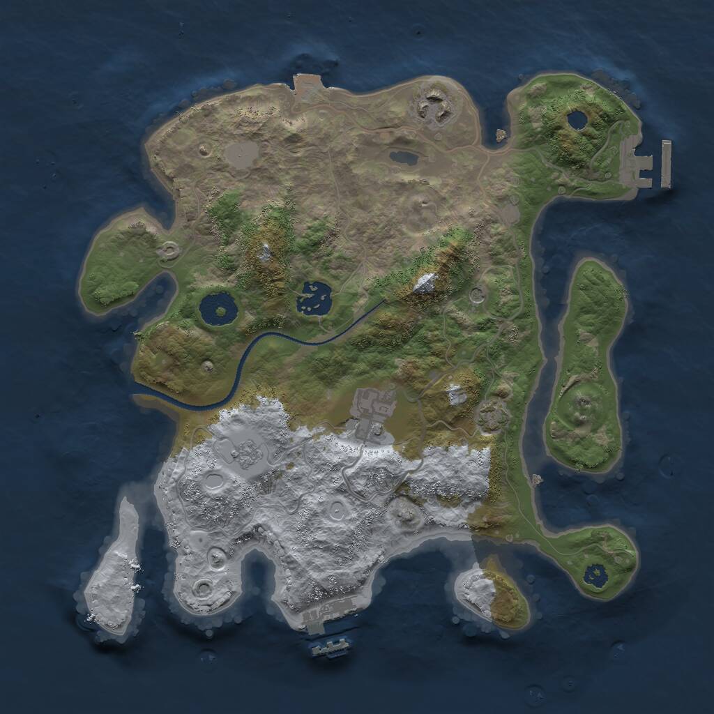 Rust Map: Procedural Map, Size: 3000, Seed: 242838524, 9 Monuments