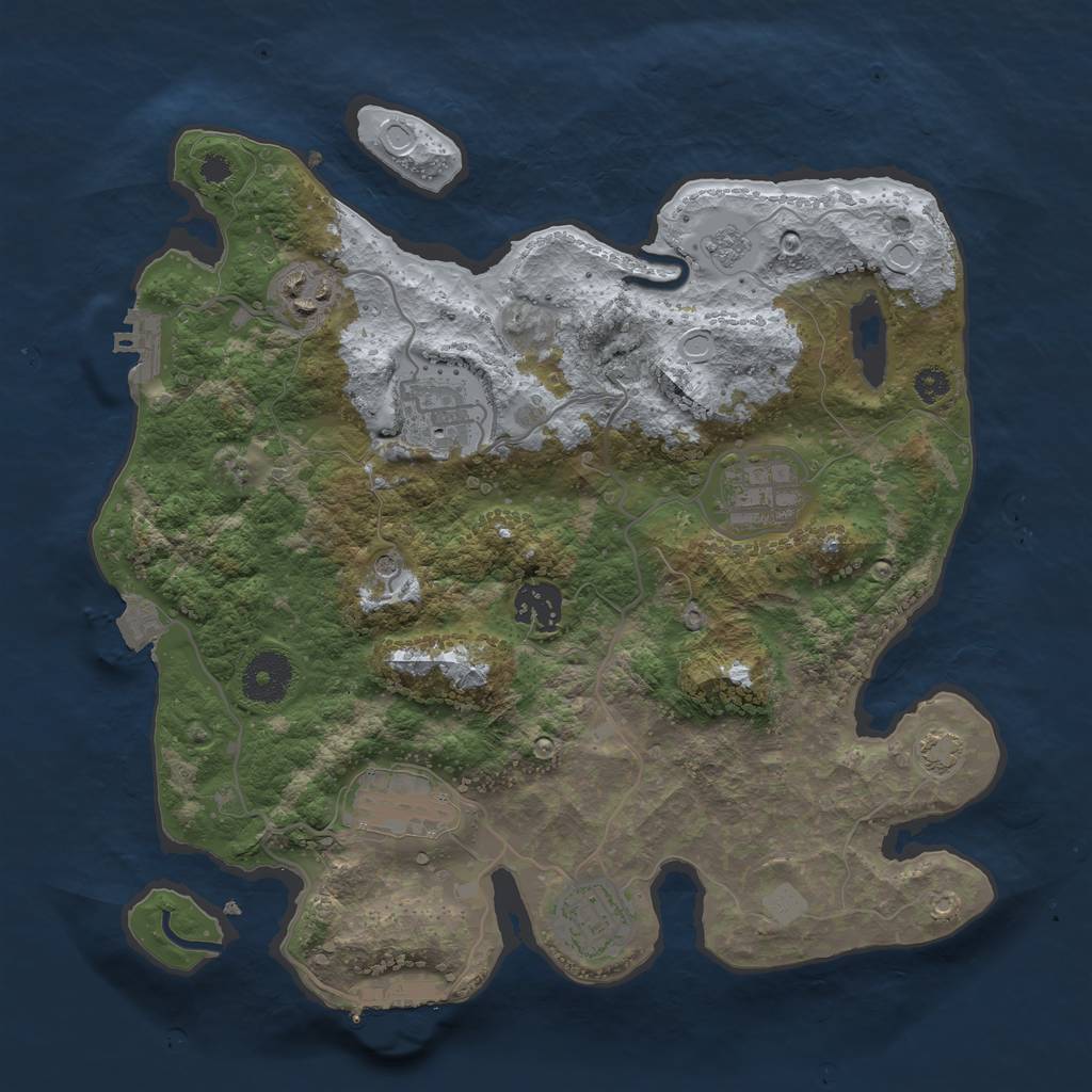 Rust Map: Procedural Map, Size: 3250, Seed: 566359120, 14 Monuments