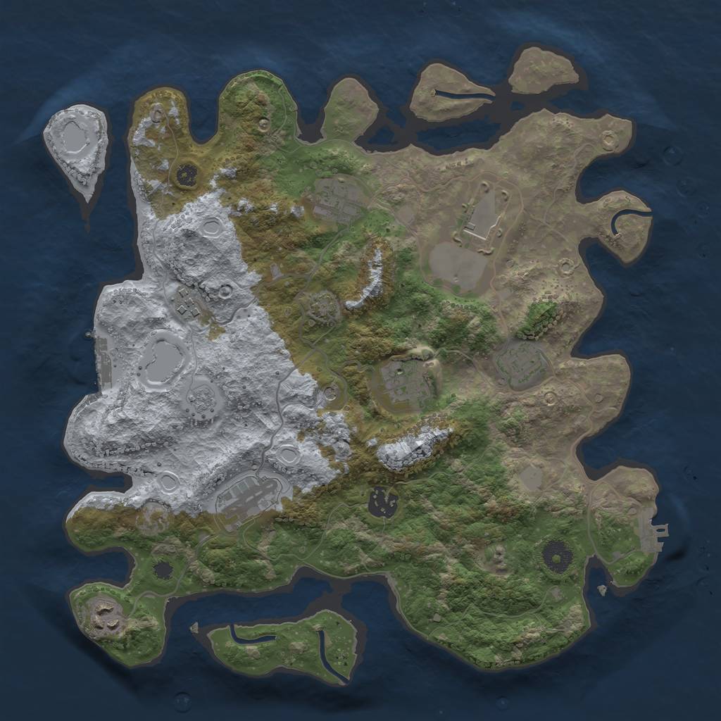 Rust Map: Procedural Map, Size: 3500, Seed: 960513480, 16 Monuments