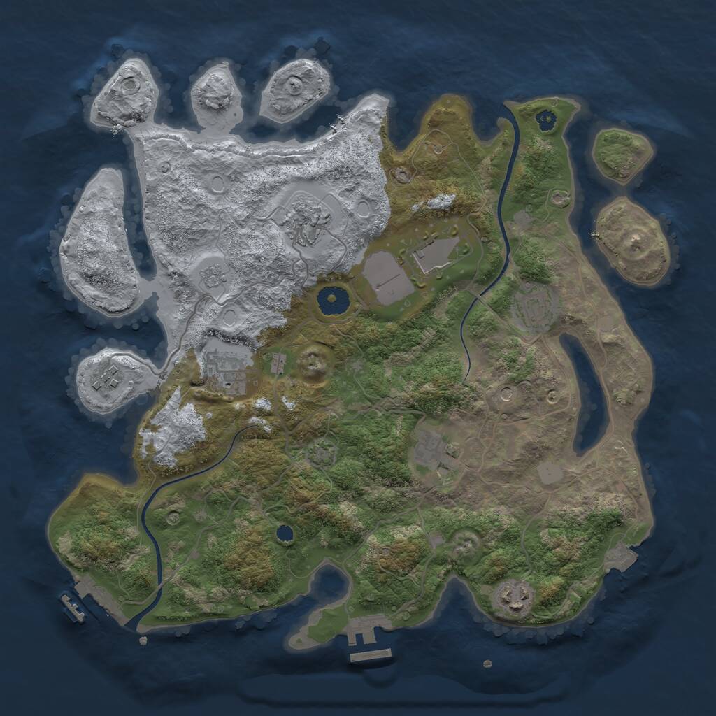 Rust Map: Procedural Map, Size: 3500, Seed: 1910298378, 13 Monuments