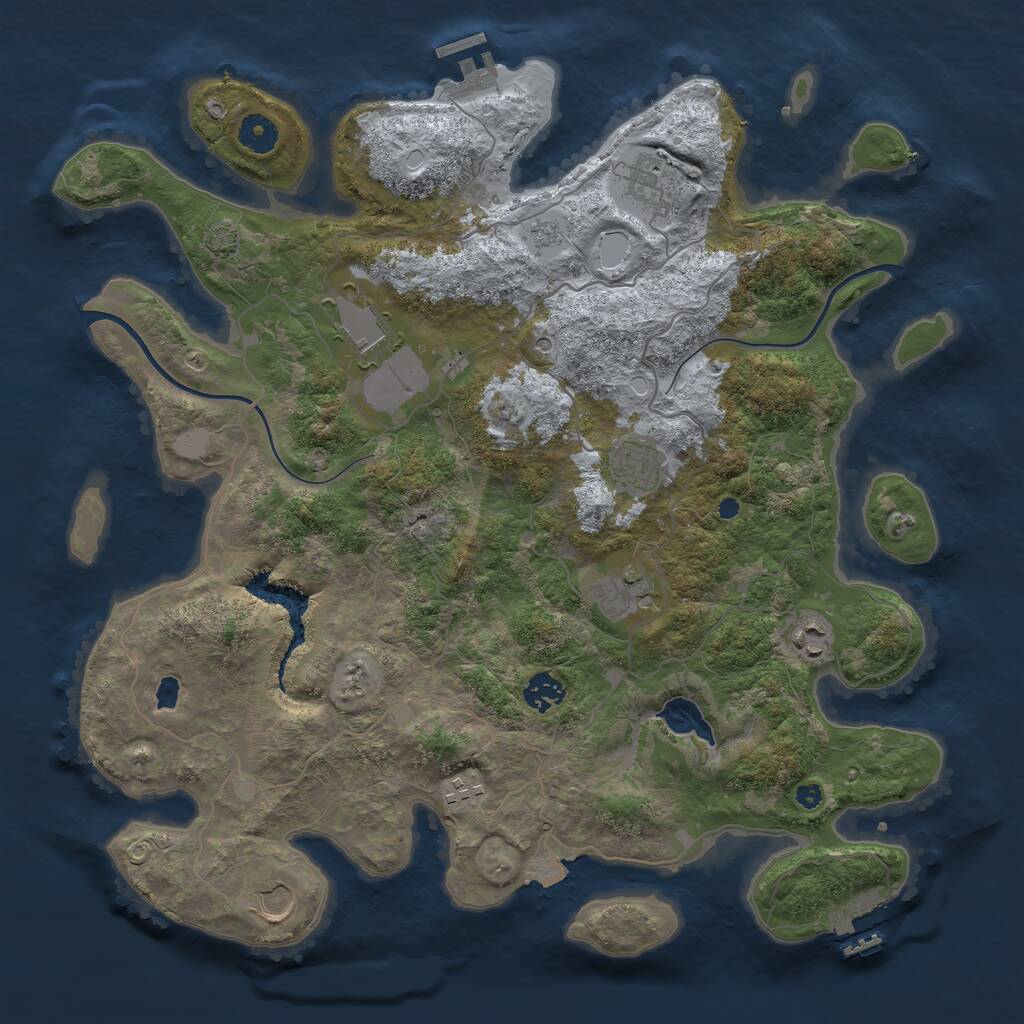 Rust Map: Procedural Map, Size: 4000, Seed: 154017501, 14 Monuments