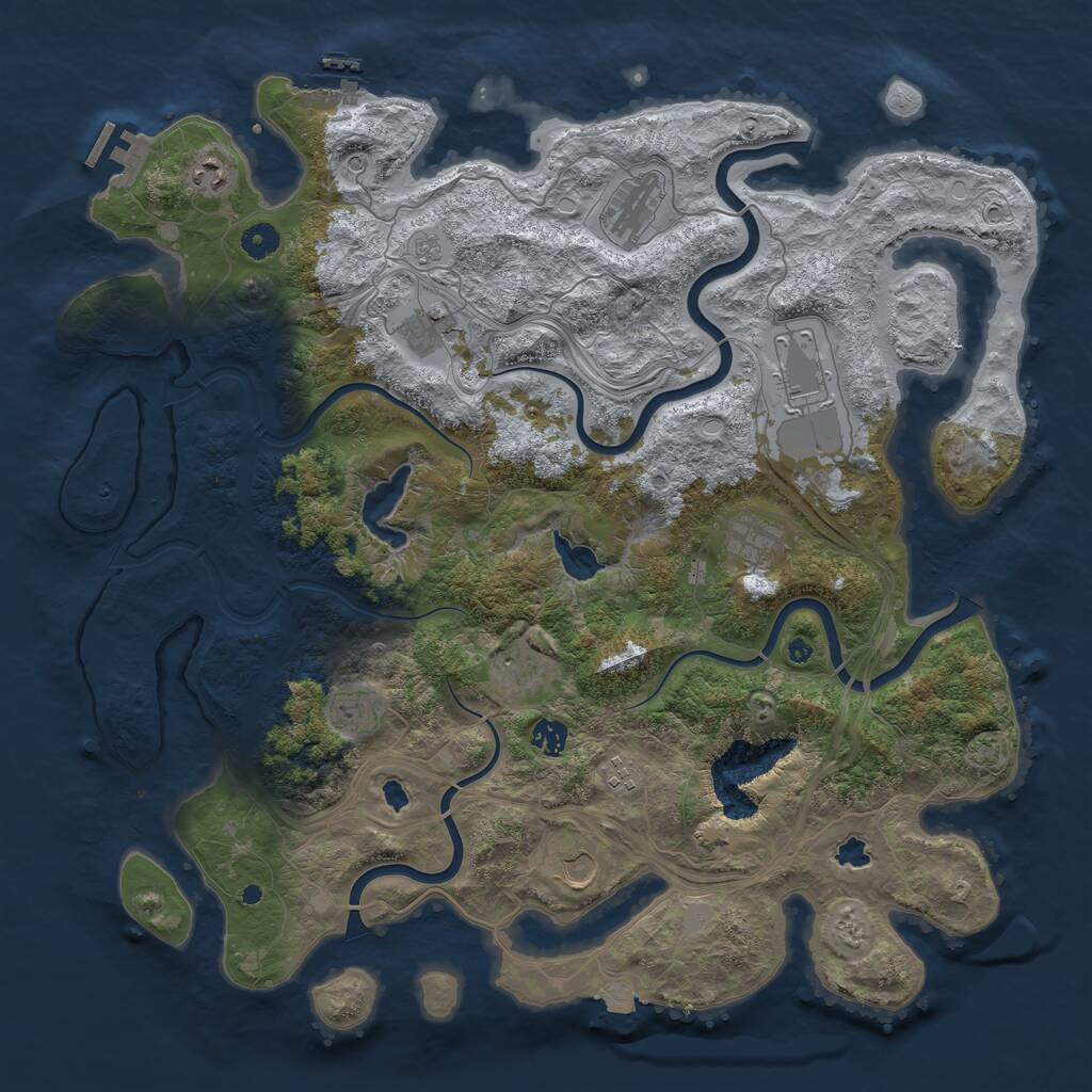 Rust Map: Procedural Map, Size: 4500, Seed: 83746819, 16 Monuments