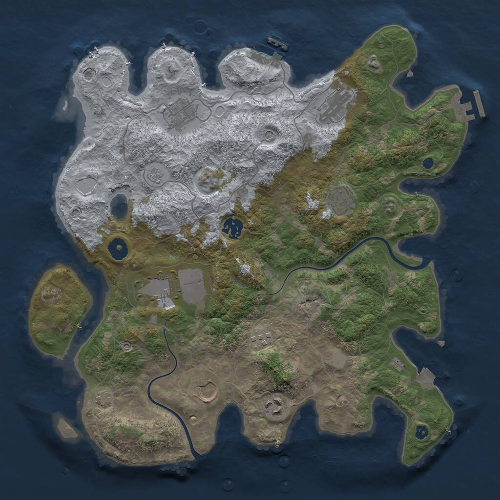 Rust Map: Procedural Map, Size: 3700, Seed: 502868306, 14 Monuments