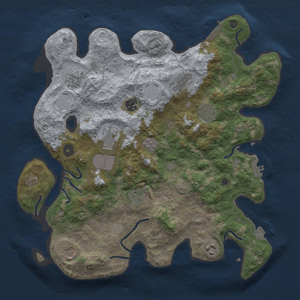 Rust Map: Procedural Map, Size: 3700, Seed: 502868306, 17 Monuments