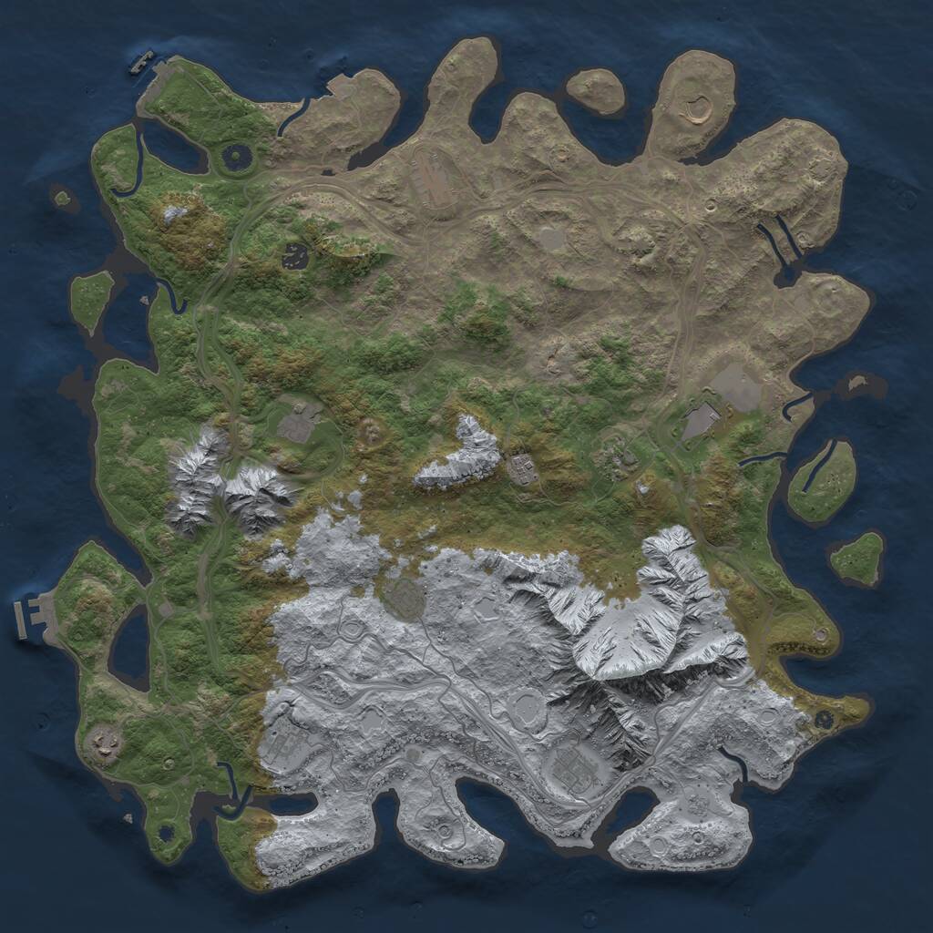 Rust Map: Procedural Map, Size: 5000, Seed: 355700, 17 Monuments