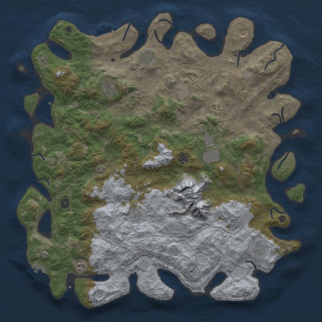 Rust Map: Procedural Map, Size: 5000, Seed: 355700, 19 Monuments
