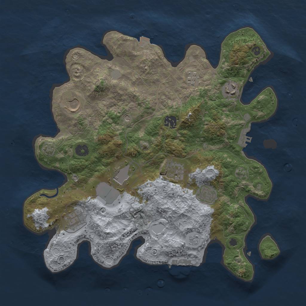 Rust Map: Procedural Map, Size: 3500, Seed: 156187242, 16 Monuments