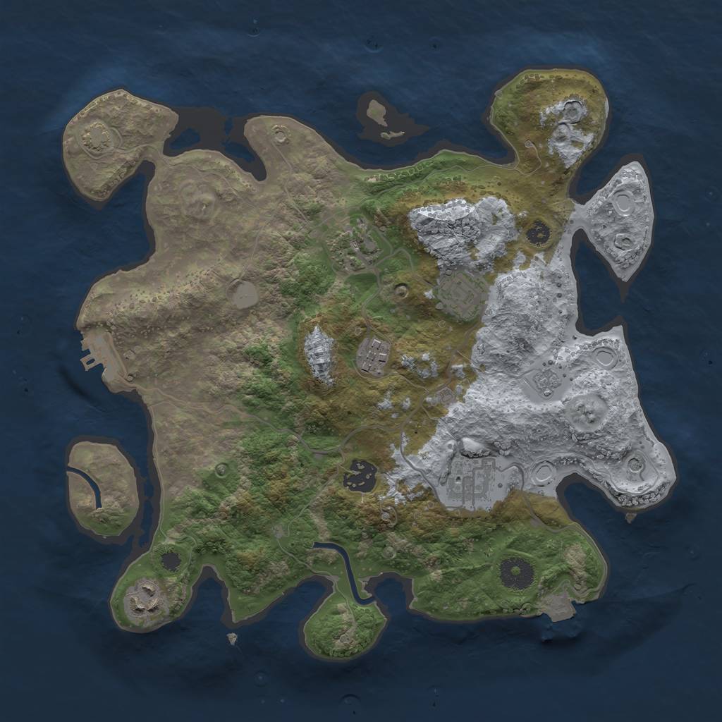 Rust Map: Procedural Map, Size: 3250, Seed: 2138796519, 13 Monuments