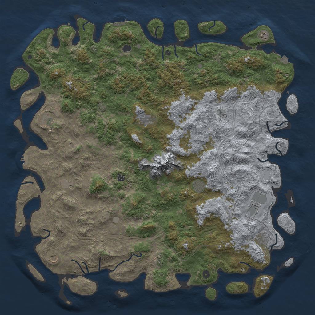 Rust Map: Procedural Map, Size: 6000, Seed: 83, 19 Monuments