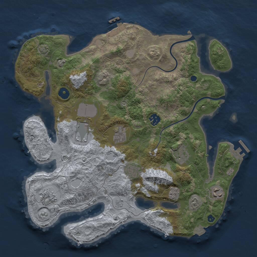 Rust Map: Procedural Map, Size: 3500, Seed: 10596559, 14 Monuments