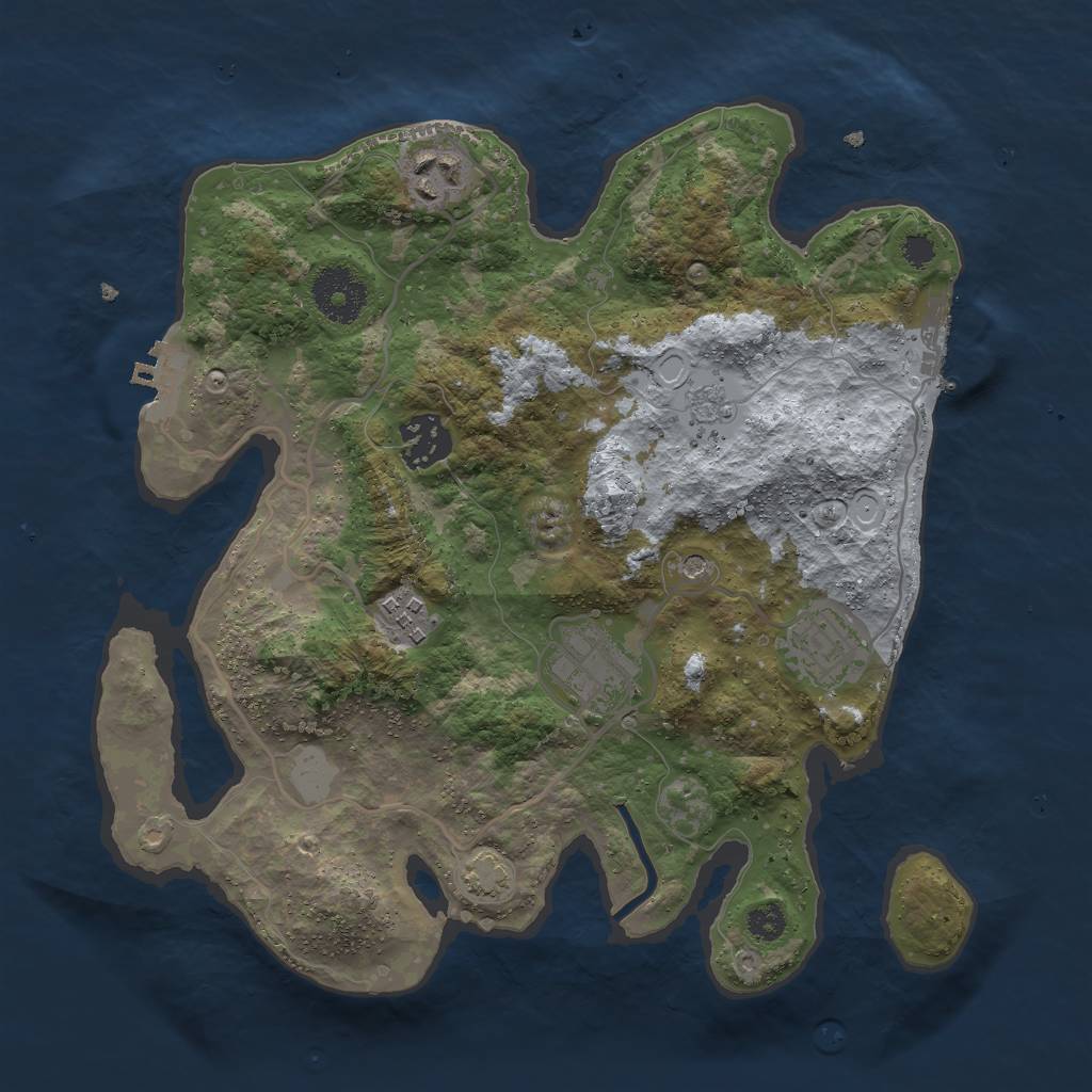 Rust Map: Procedural Map, Size: 3000, Seed: 1086200088, 13 Monuments