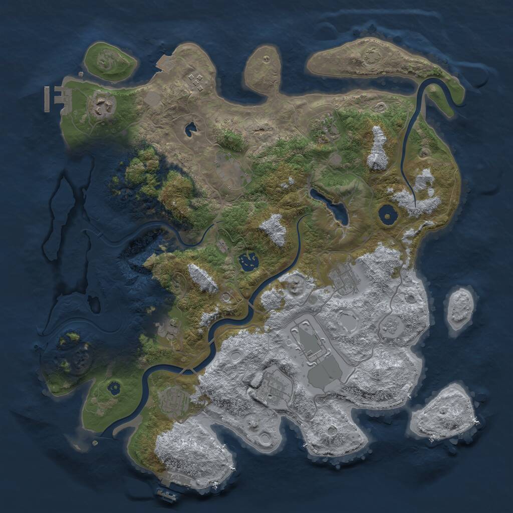 Rust Map: Procedural Map, Size: 4000, Seed: 18629, 16 Monuments