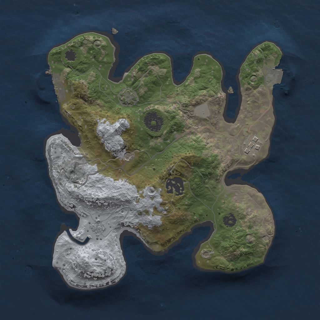 Rust Map: Procedural Map, Size: 2500, Seed: 15661840, 9 Monuments