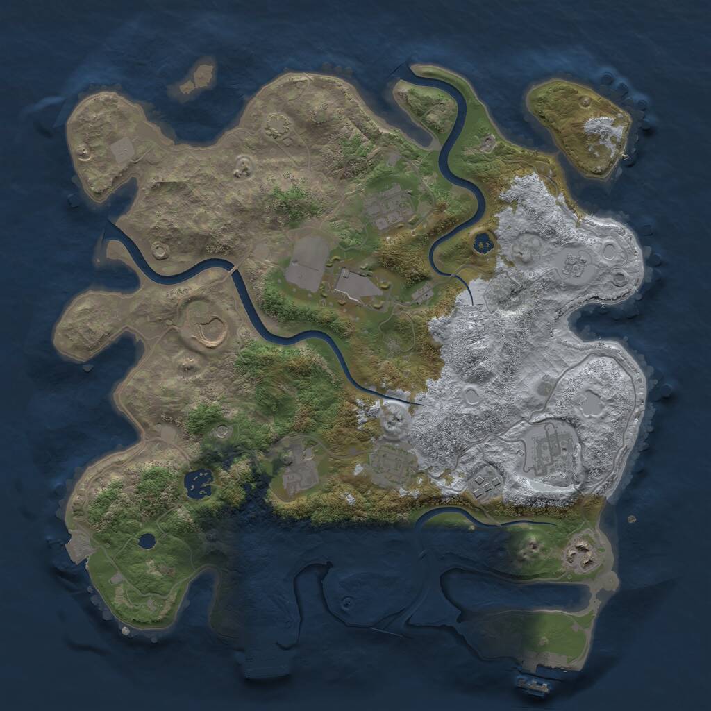Rust Map: Procedural Map, Size: 3550, Seed: 3554, 15 Monuments