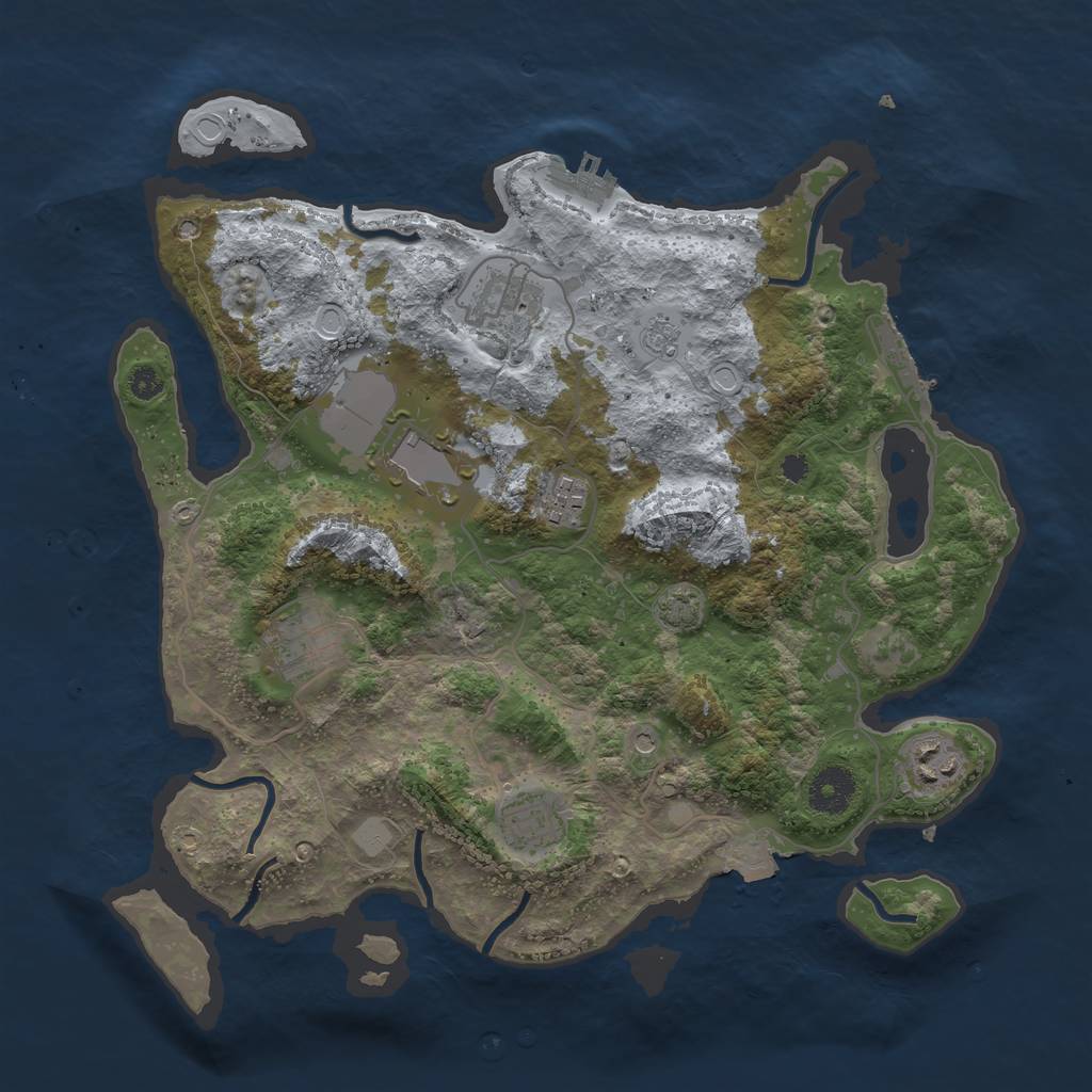Rust Map: Procedural Map, Size: 3500, Seed: 717288346, 14 Monuments
