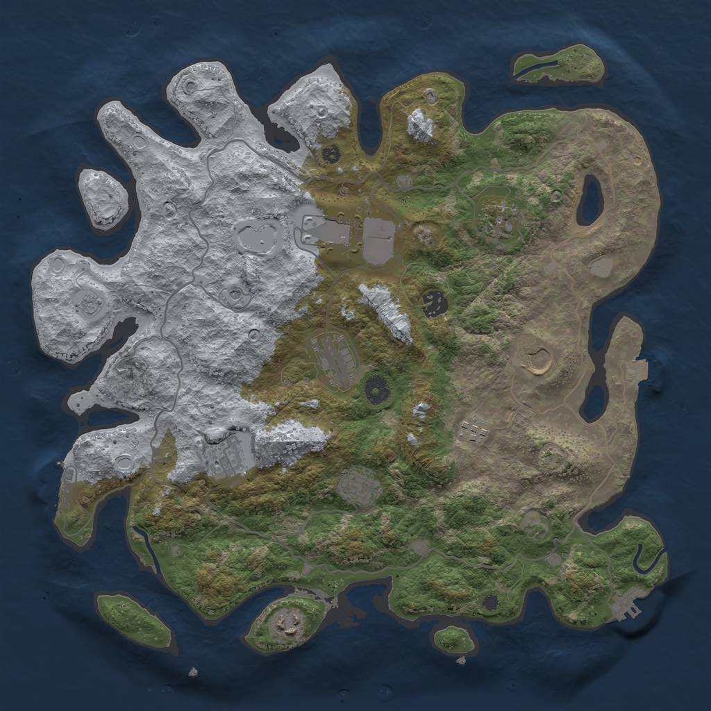 Rust Map: Procedural Map, Size: 4000, Seed: 2004176224, 17 Monuments