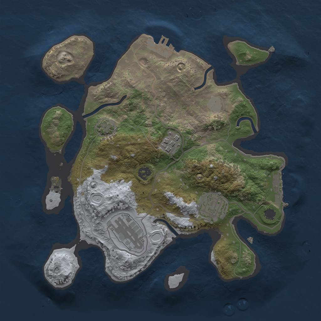 Rust Map: Procedural Map, Size: 2500, Seed: 20230601, 9 Monuments