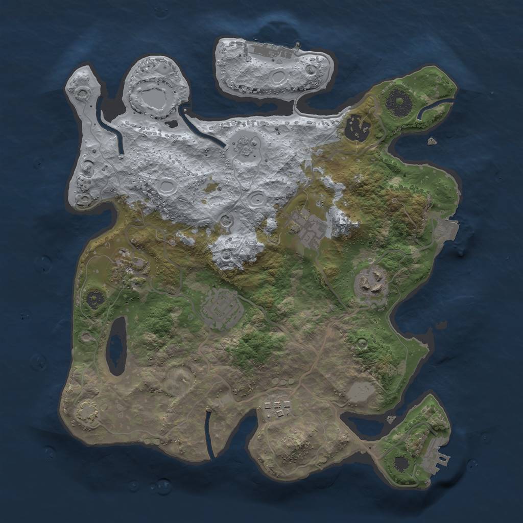 Rust Map: Procedural Map, Size: 3000, Seed: 1025194651, 14 Monuments