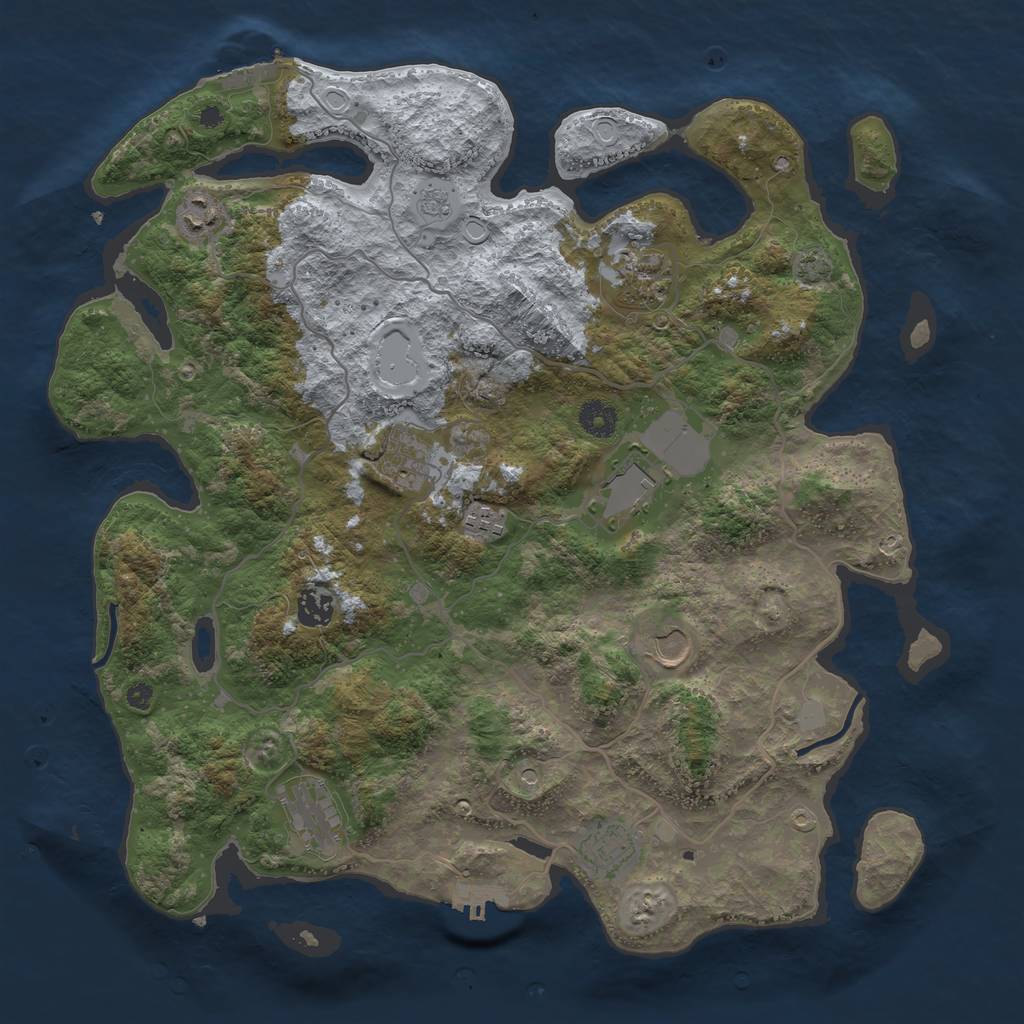 Rust Map: Procedural Map, Size: 4000, Seed: 1169345774, 17 Monuments