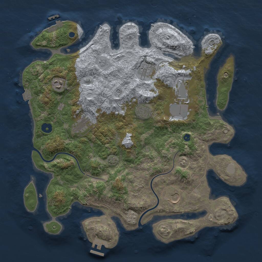 Rust Map: Procedural Map, Size: 3750, Seed: 51666401, 13 Monuments