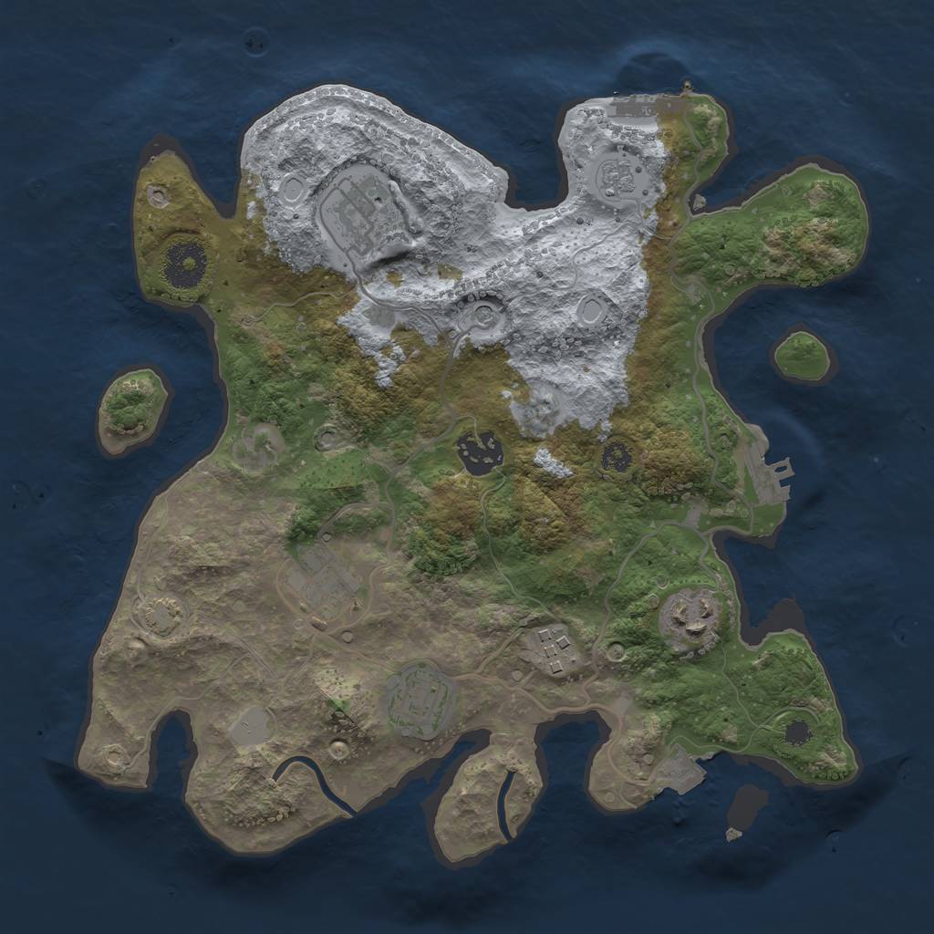 Rust Map: Procedural Map, Size: 3100, Seed: 5025, 14 Monuments