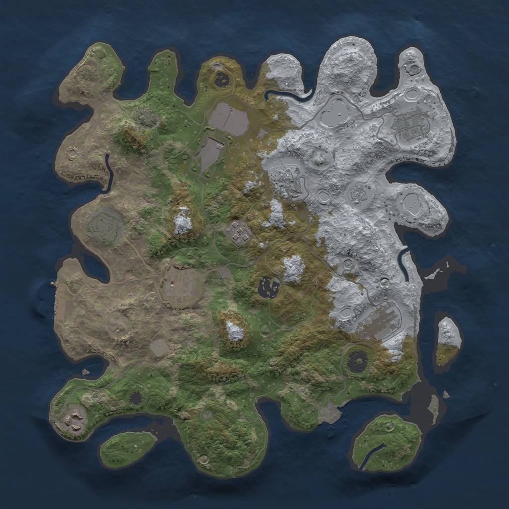 Rust Map: Procedural Map, Size: 3500, Seed: 57057475, 16 Monuments