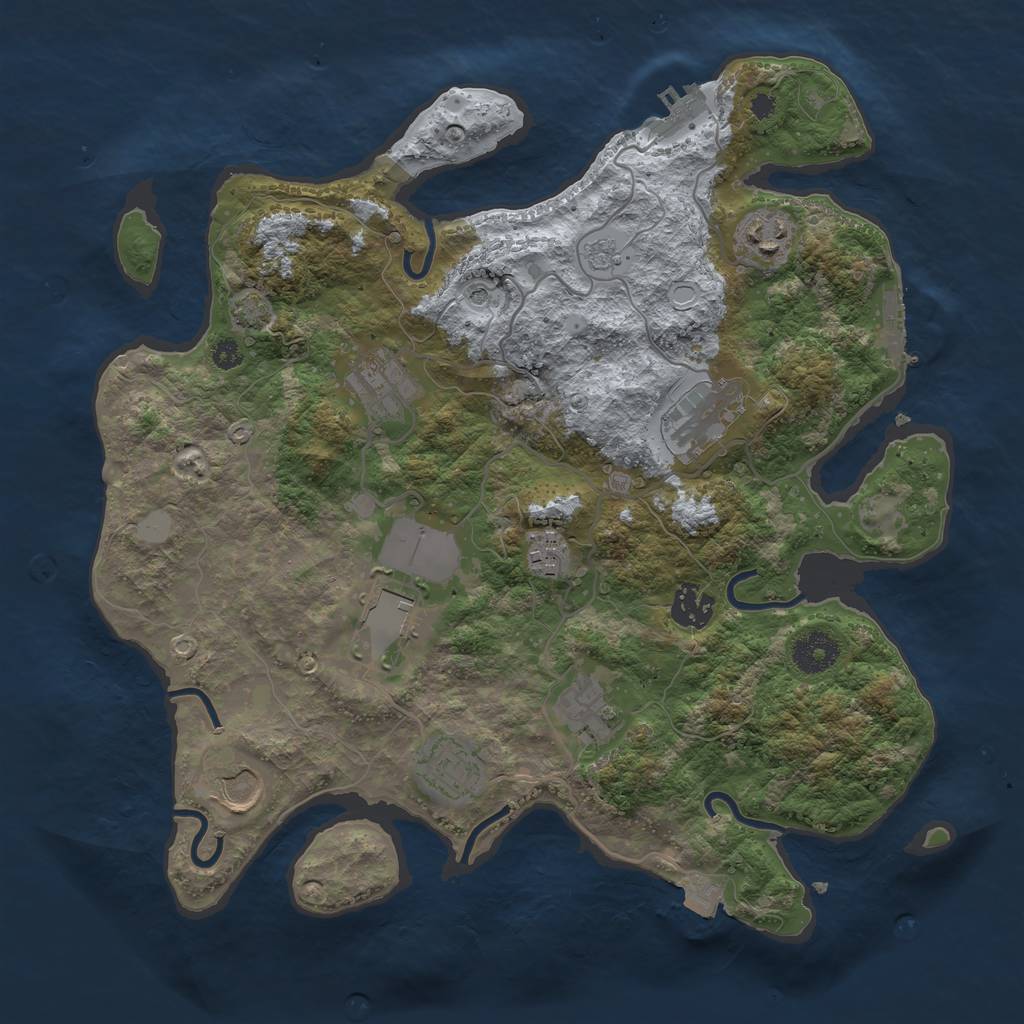 Rust Map: Procedural Map, Size: 3500, Seed: 648049584, 17 Monuments