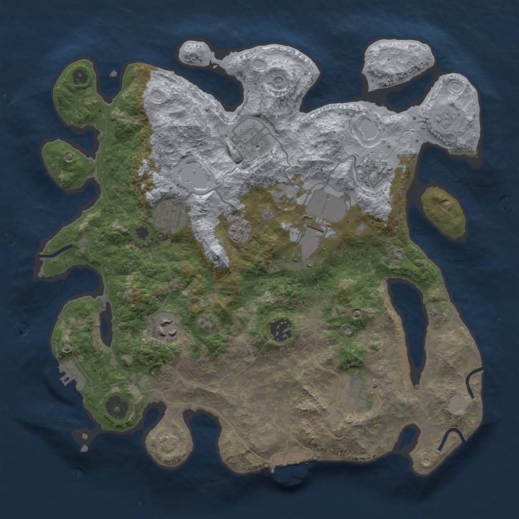 Rust Map: Procedural Map, Size: 3500, Seed: 850914412, 16 Monuments