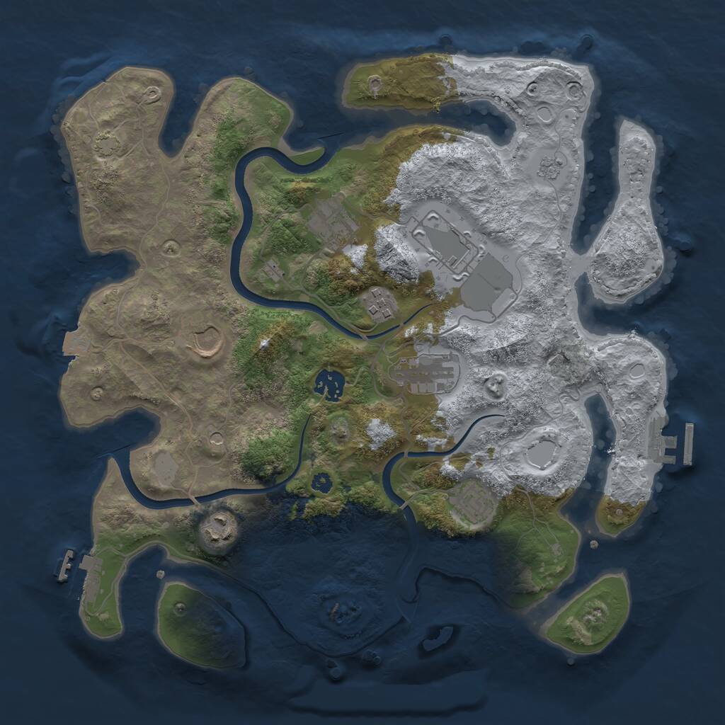 Rust Map: Procedural Map, Size: 3500, Seed: 40129465, 14 Monuments