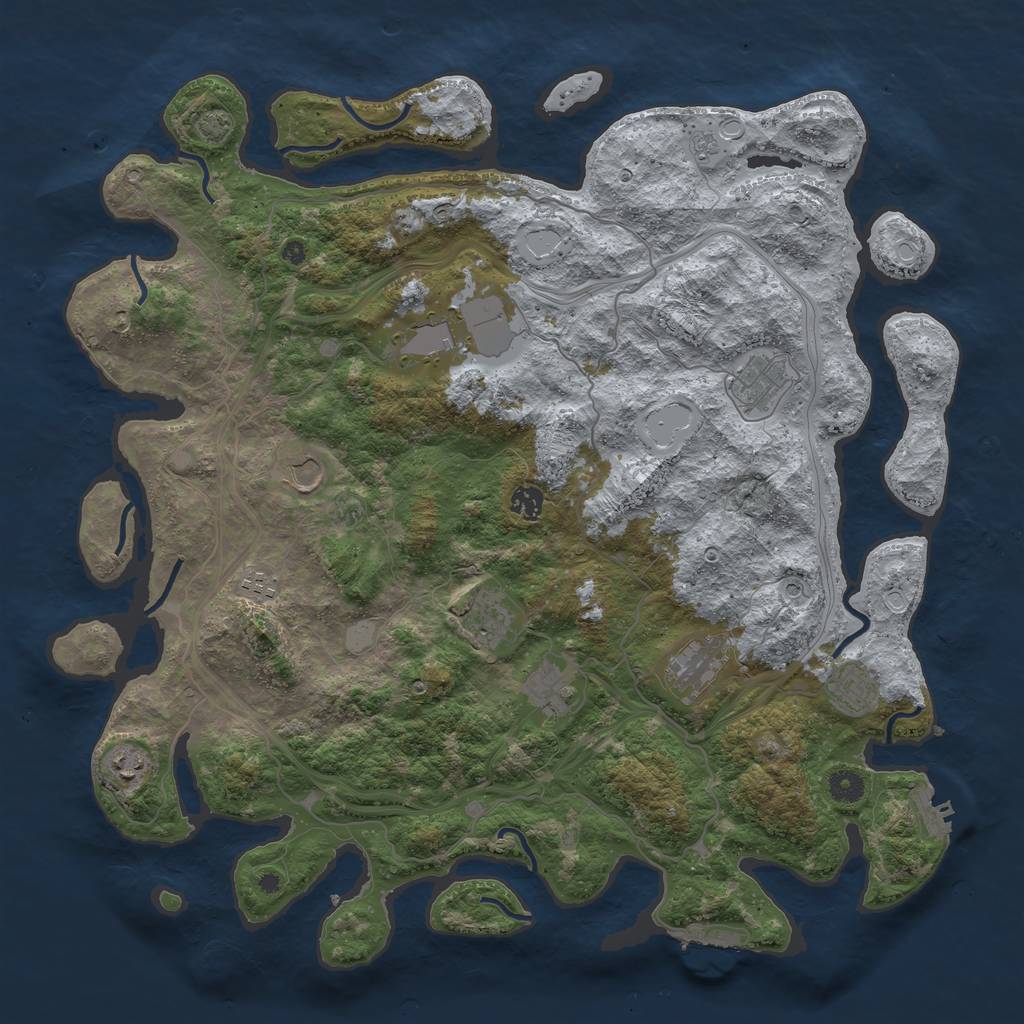 Rust Map: Procedural Map, Size: 4500, Seed: 2060613133, 18 Monuments