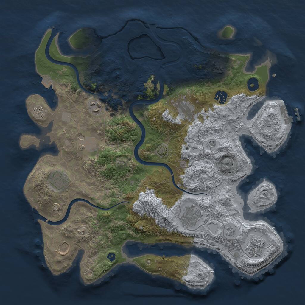 Rust Map: Procedural Map, Size: 3600, Seed: 55948006, 14 Monuments