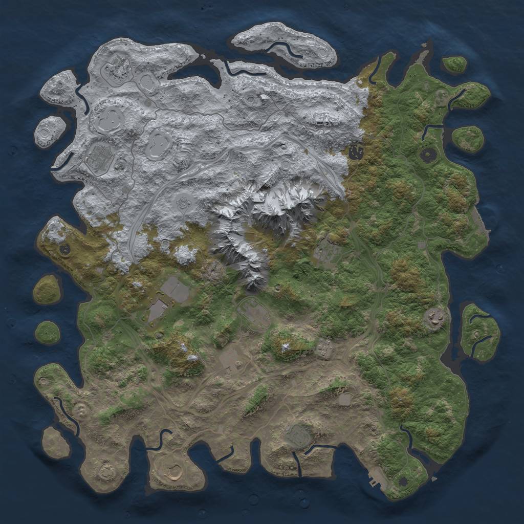 Rust Map: Procedural Map, Size: 5000, Seed: 713054159, 19 Monuments